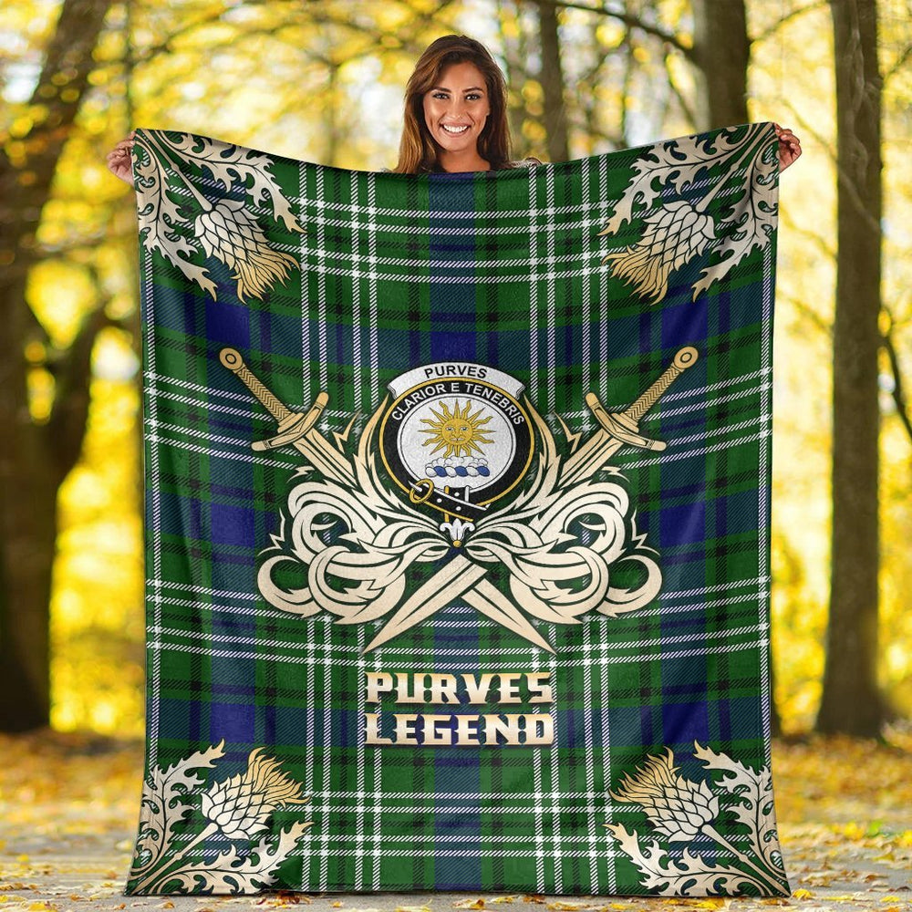 Clan Purves Tartan Gold Courage Symbol Blanket UB55 Clan Purves Tartan Today   