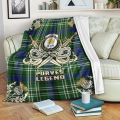 Clan Purves Tartan Gold Courage Symbol Blanket UB55 Clan Purves Tartan Today   