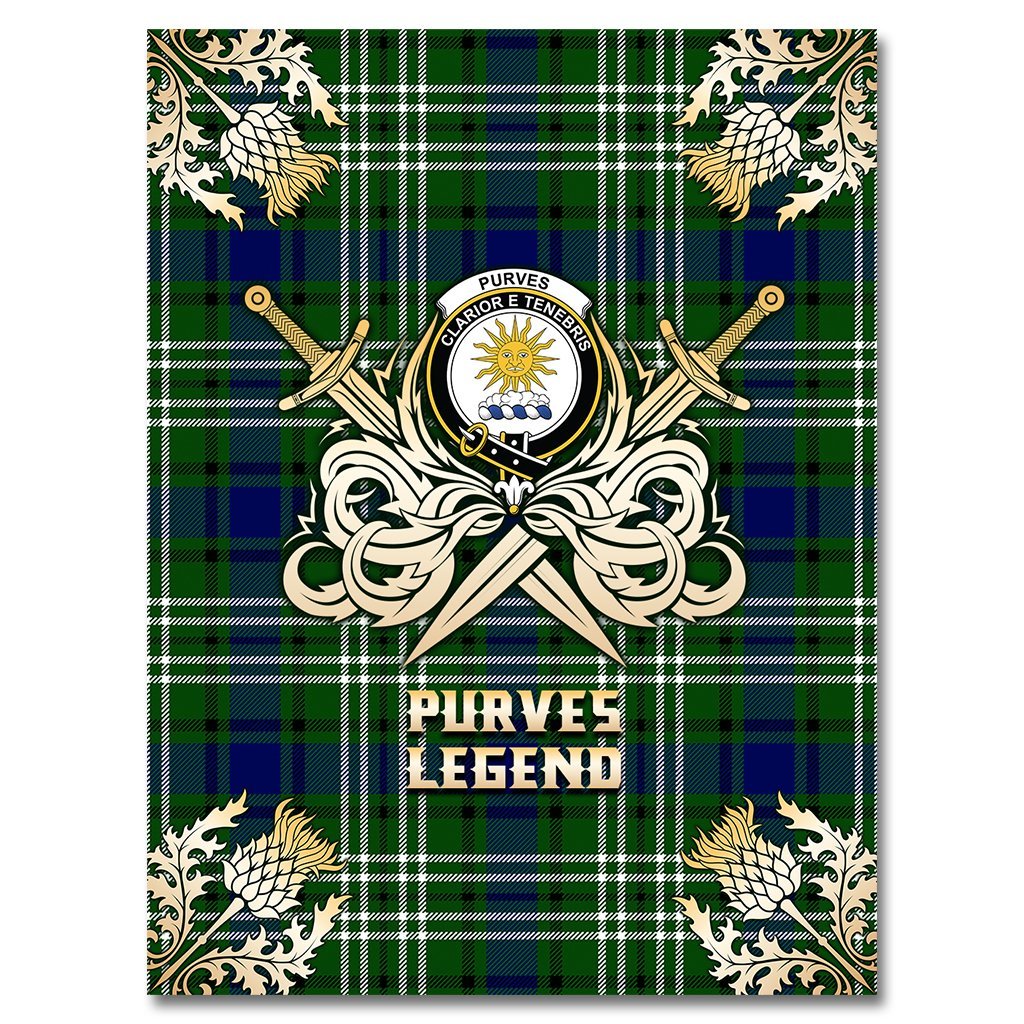 Clan Purves Tartan Gold Courage Symbol Blanket UB55 Clan Purves Tartan Today   