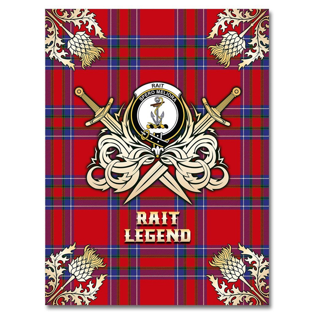 Clan Rait Tartan Gold Courage Symbol Blanket FV74 Clan Rait (Rait Tartan) Tartan Today   