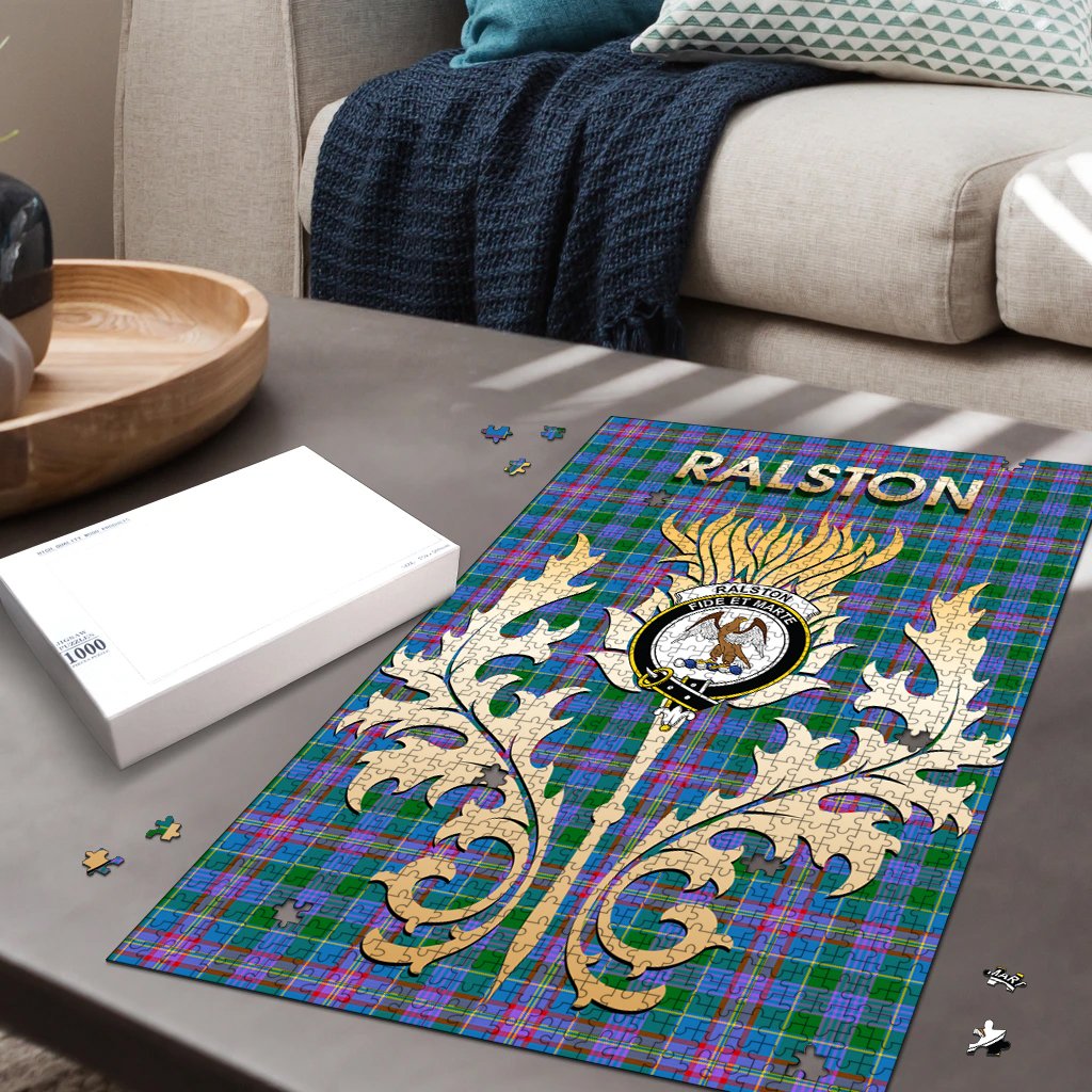 Clan Ralston Tartan Crest Thistle Jigsaw Puzzles Gift For Family DB62 Clan Ralston Tartan Today   