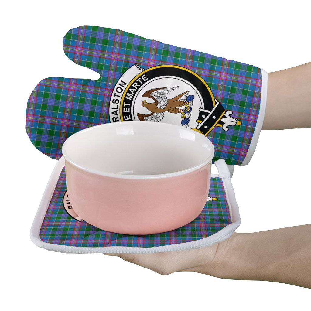 Clan Ralston Tartan Crest Oven Mitt And Pot Holder (2 Oven Mitts + 1 Pot Holder) AV36 Clan Ralston Tartan Today   