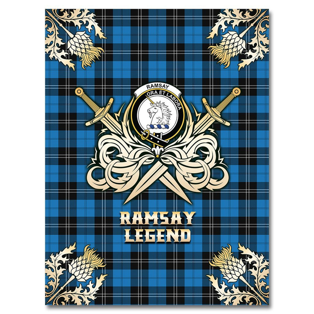 Clan Ramsay Blue Ancient Tartan Gold Courage Symbol Blanket OU92 Clan Ramsay Tartan Today   