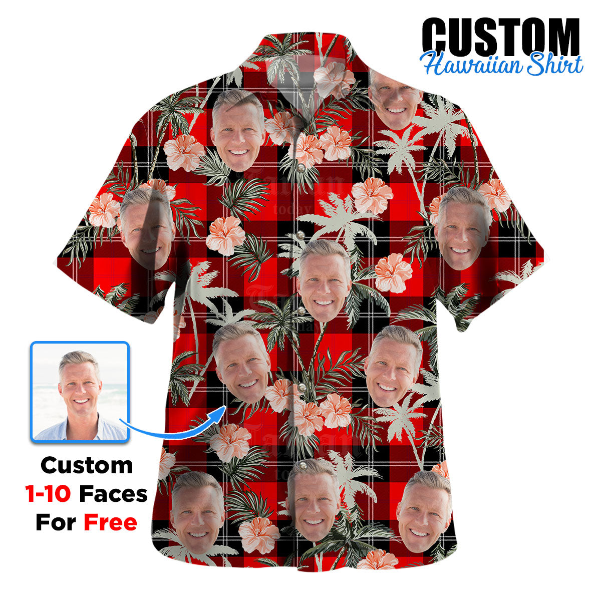 Clan Ramsay Modern Tartan Custom Face Hawaiian Shirt – Unisex Gift for Family Members, Summer Party PU53 Ramsay Modern Tartan Tartan Hawaii Shirt