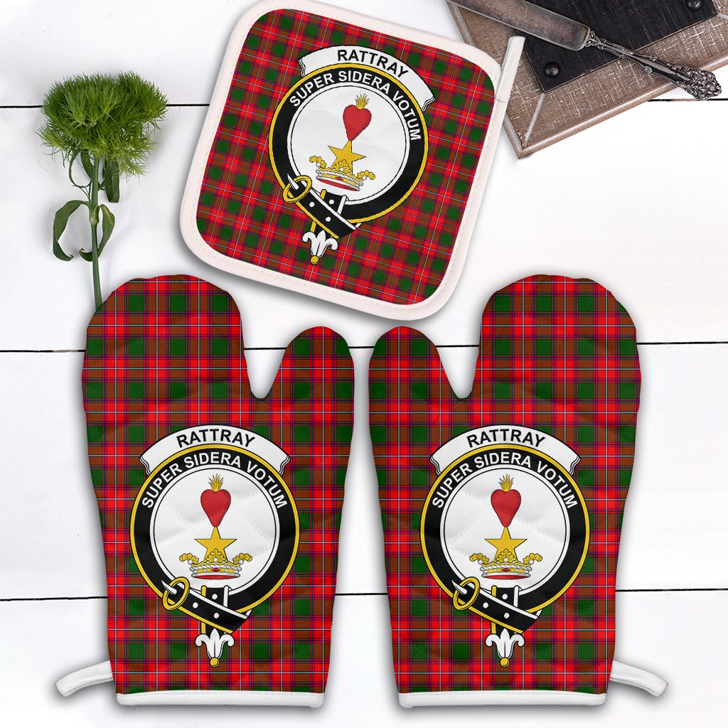 Clan Rattray Modern Tartan Crest Oven Mitt And Pot Holder (2 Oven Mitts + 1 Pot Holder) KS96 Clan Rattray Tartan Today   