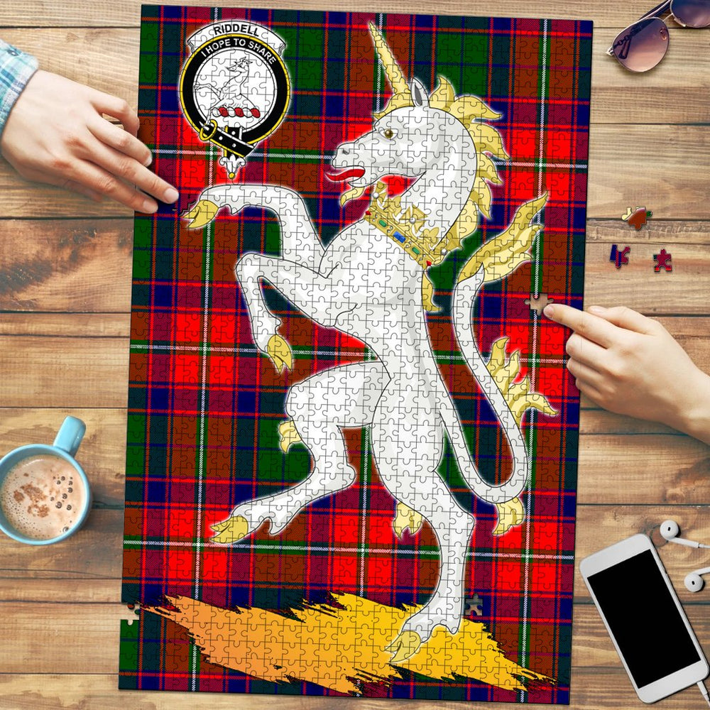 Clan Riddell Tartan Crest Unicorn Scotland Jigsaw Puzzles Gift For Family RM83 Clan Riddell Tartan Today   