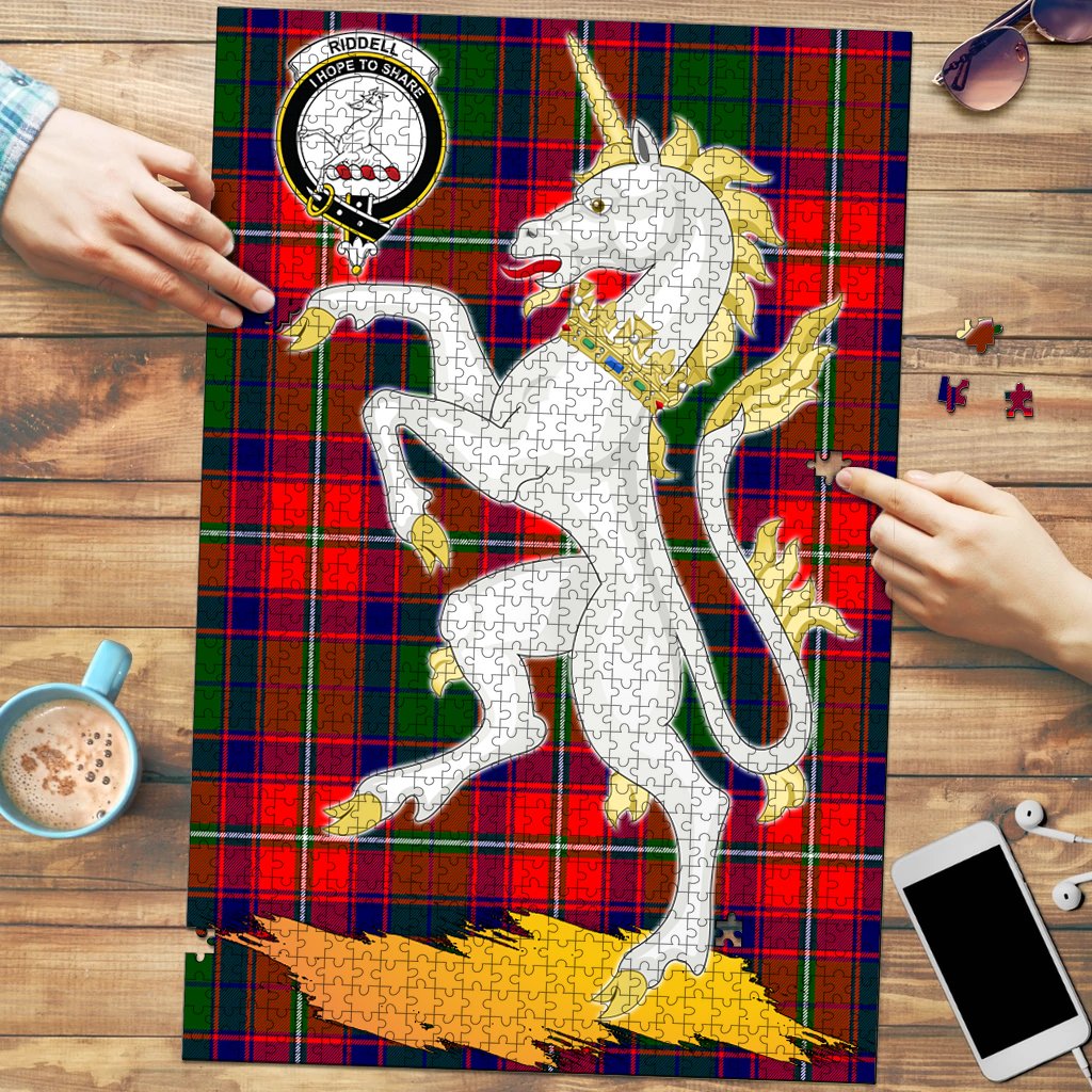 Clan Riddell Tartan Crest Unicorn Scotland Jigsaw Puzzles Gift For Family RM83 Clan Riddell Tartan Today   