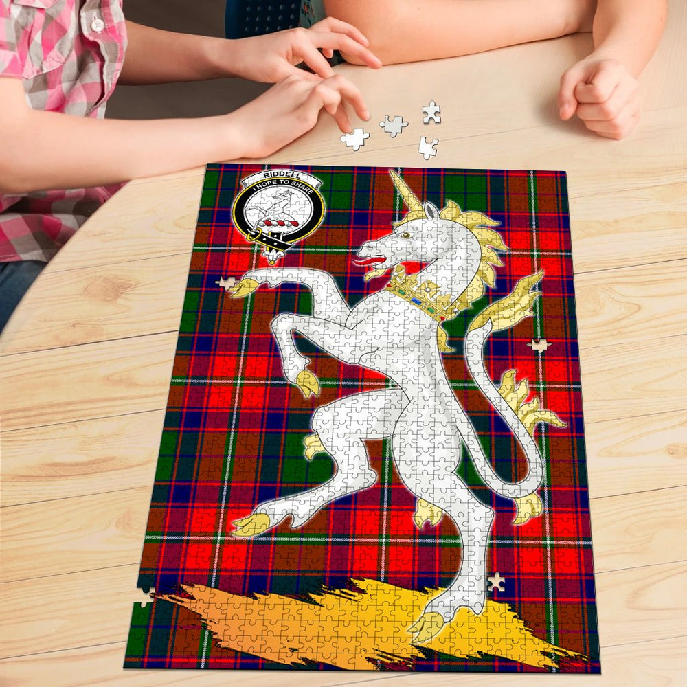 Clan Riddell Tartan Crest Unicorn Scotland Jigsaw Puzzles Gift For Family RM83 Clan Riddell Tartan Today   