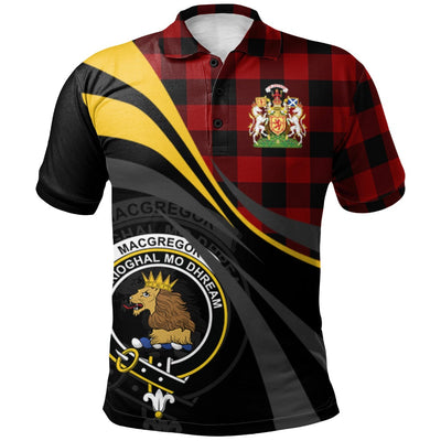 Clan Rob Roy Macgregor Tartan Polo Shirt - Royal Coat Of Arms Style