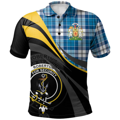 Clan Roberton Tartan Polo Shirt - Royal Coat Of Arms Style
