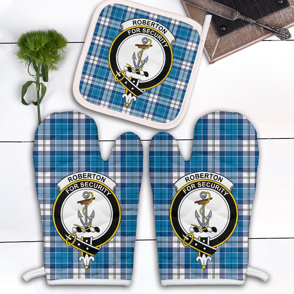 Clan Roberton Tartan Crest Oven Mitt And Pot Holder (2 Oven Mitts + 1 Pot Holder) WL85 Clan Roberton Tartan Today   