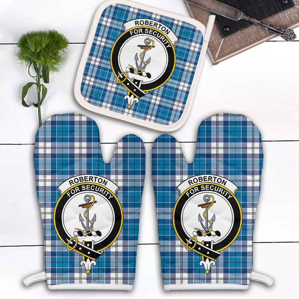 Clan Roberton Tartan Crest Oven Mitt And Pot Holder (2 Oven Mitts + 1 Pot Holder) WL85 Clan Roberton Tartan Today   