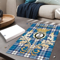 Clan Roberton Tartan Crest Thistle Jigsaw Puzzles Gift For Family RX45 Clan Roberton Tartan Today   