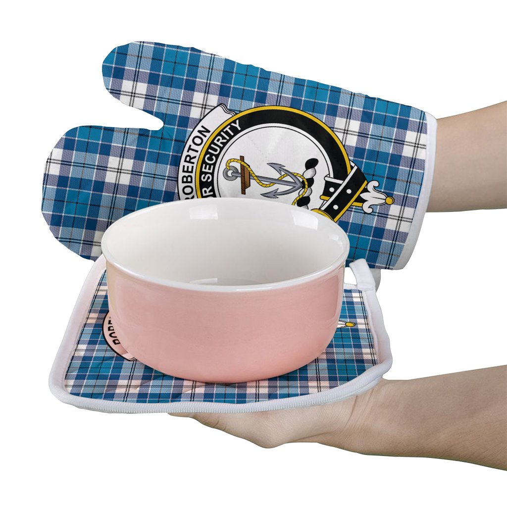 Clan Roberton Tartan Crest Oven Mitt And Pot Holder (2 Oven Mitts + 1 Pot Holder) WL85 Clan Roberton Tartan Today   