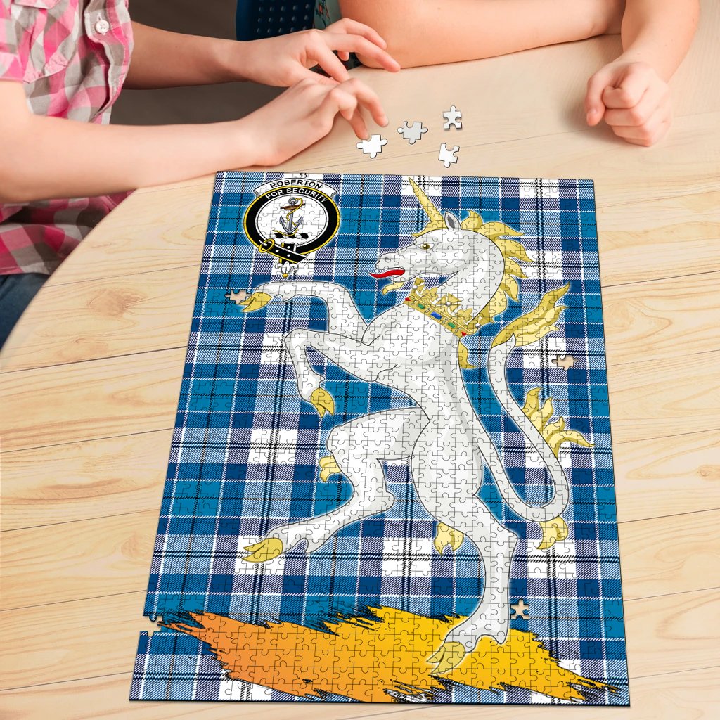 Clan Roberton Tartan Crest Unicorn Scotland Jigsaw Puzzles Gift For Family IN91 Clan Roberton Tartan Today   
