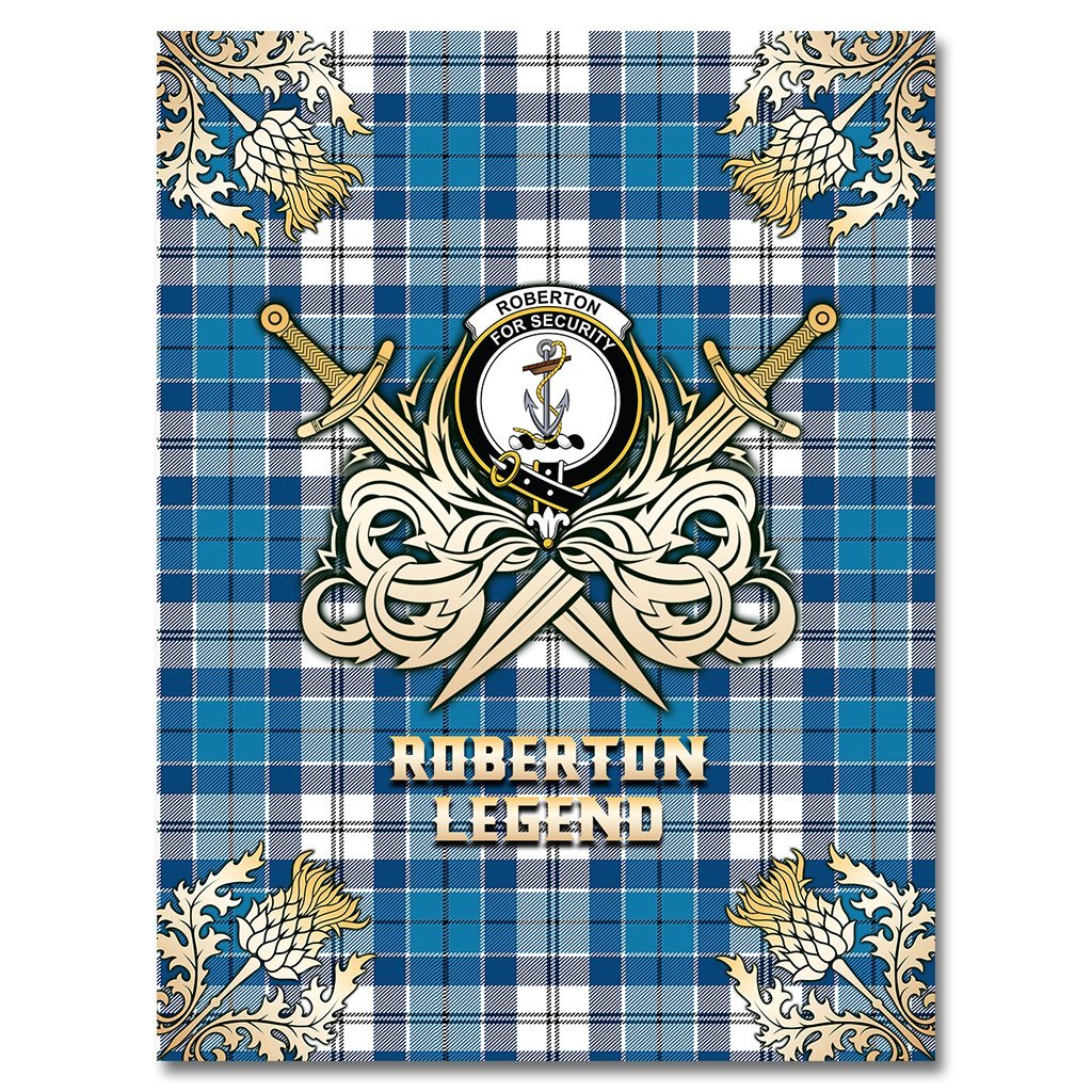Clan Roberton Tartan Gold Courage Symbol Blanket KY94 Clan Roberton Tartan Today   