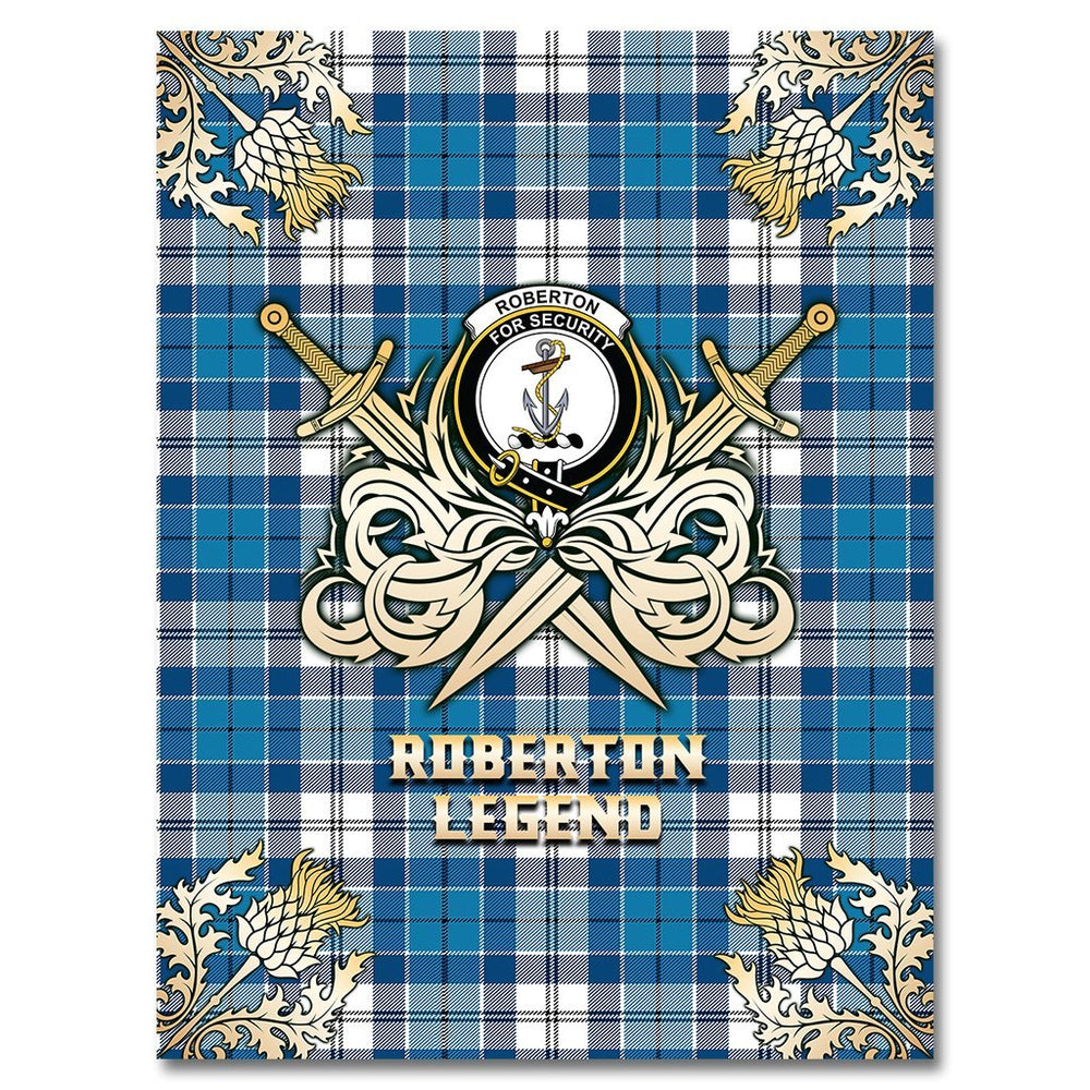 Clan Roberton Tartan Gold Courage Symbol Blanket KY94 Clan Roberton Tartan Today   