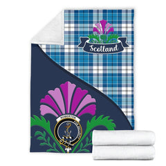 Clan Roberton Tartan Crest Premium Blanket Thistle Style PZ18 Clan Roberton Tartan Today   