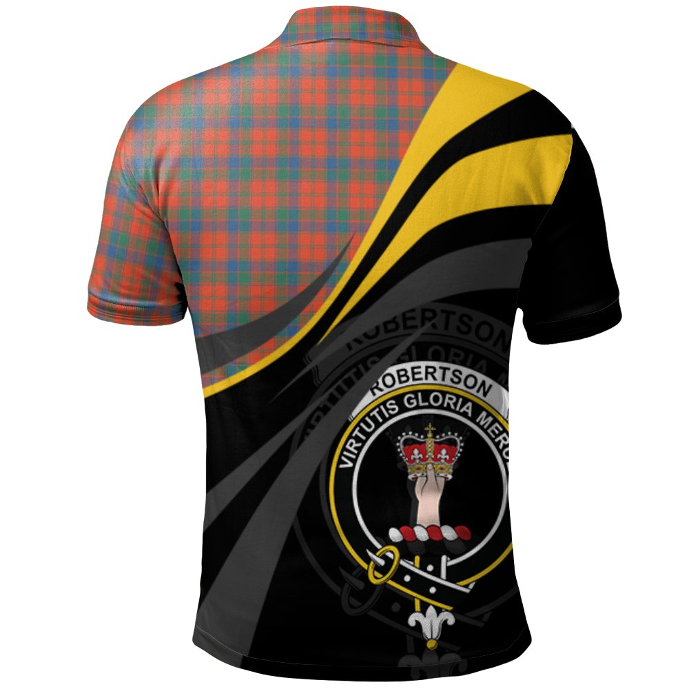 Clan Robertson Ancient Tartan Polo Shirt - Royal Coat Of Arms Style DU28 Robertson Ancient Tartan Tartan Polo   