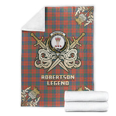 Clan Robertson Ancient Tartan Gold Courage Symbol Blanket BH76 Clan Robertson Tartan Today   