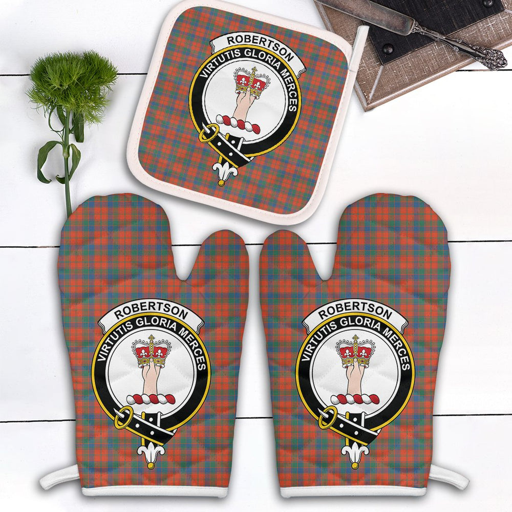 Clan Robertson Ancient Tartan Crest Oven Mitt And Pot Holder (2 Oven Mitts + 1 Pot Holder) SK20 Clan Robertson Tartan Today   