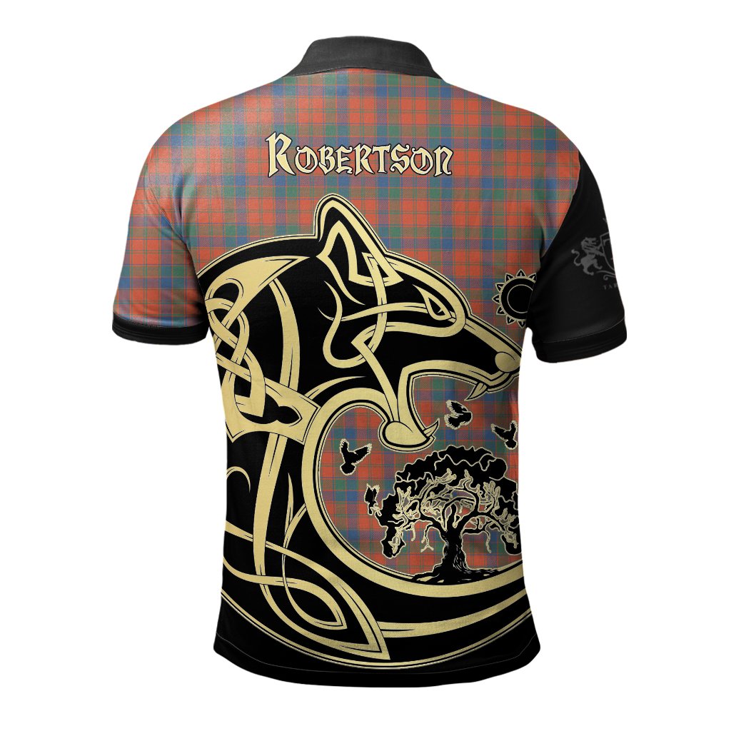 Clan Robertson Ancient Tartan Polo Shirt Viking Wolf BD48 Robertson Ancient Tartan Tartan Polo   