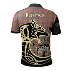 Clan Robertson Ancient Tartan Polo Shirt Viking Wolf BD48 Robertson Ancient Tartan Tartan Polo   