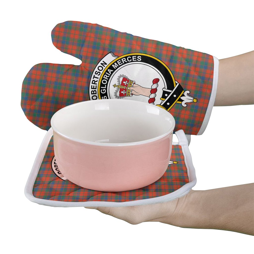 Clan Robertson Ancient Tartan Crest Oven Mitt And Pot Holder (2 Oven Mitts + 1 Pot Holder) SK20 Clan Robertson Tartan Today   