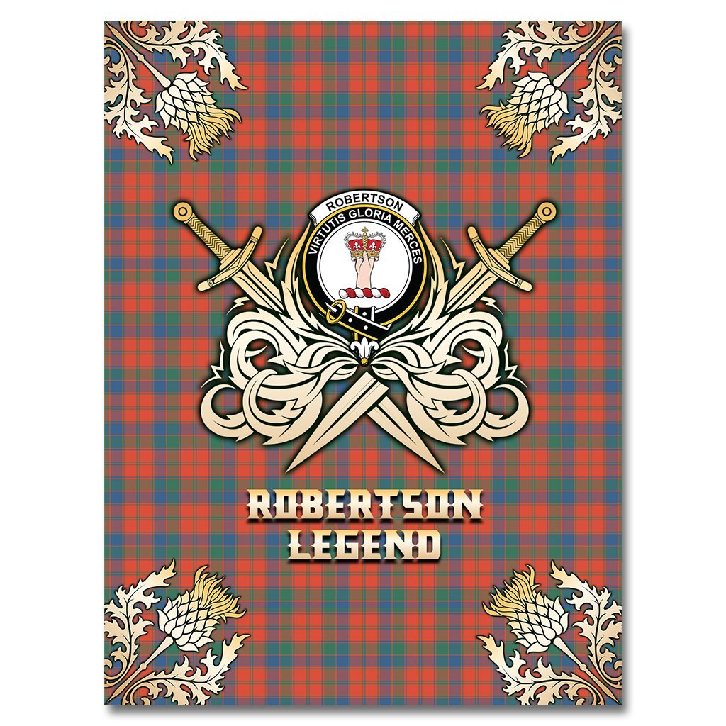 Clan Robertson Ancient Tartan Gold Courage Symbol Blanket BH76 Clan Robertson Tartan Today   