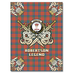 Clan Robertson Ancient Tartan Gold Courage Symbol Blanket BH76 Clan Robertson Tartan Today   