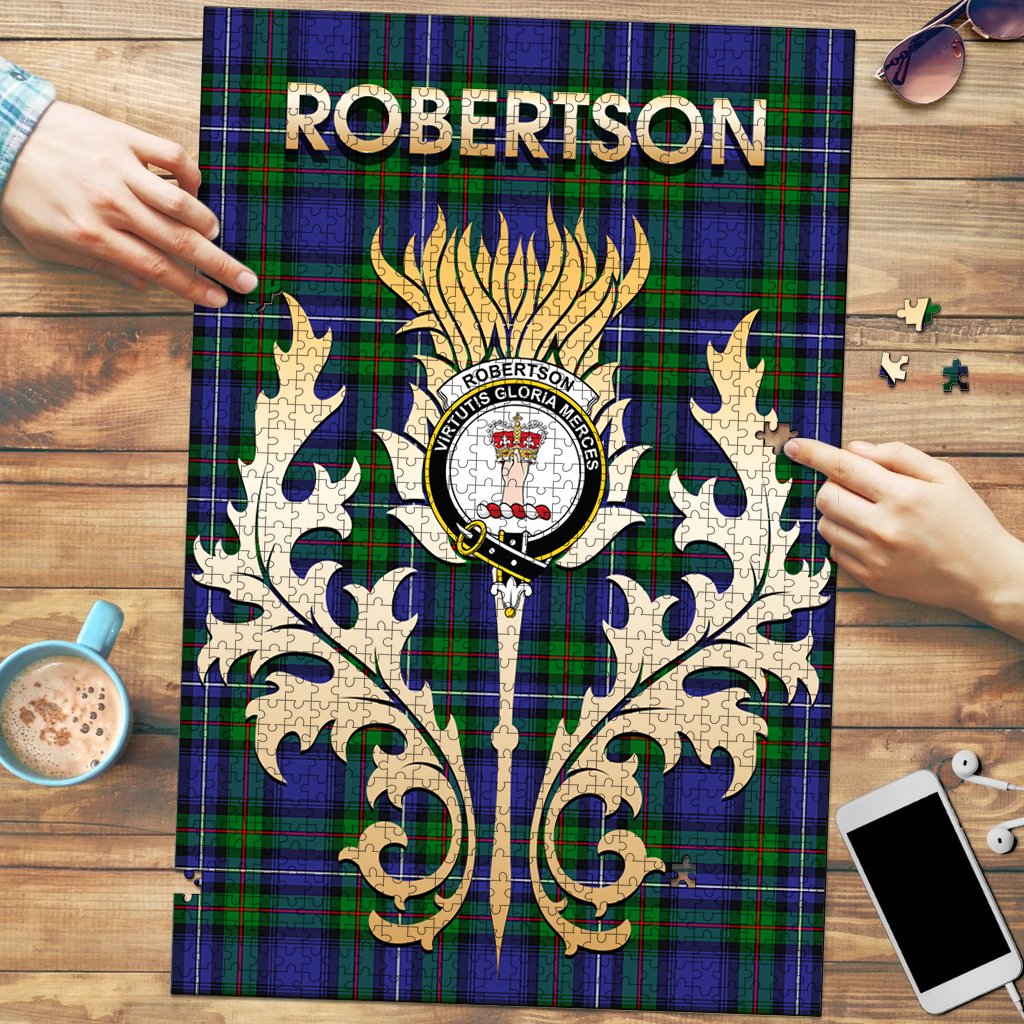 Clan Robertson Hunting Modern Tartan Crest Thistle Jigsaw Puzzles Gift For Family XW75 Clan Robertson Tartan Today   