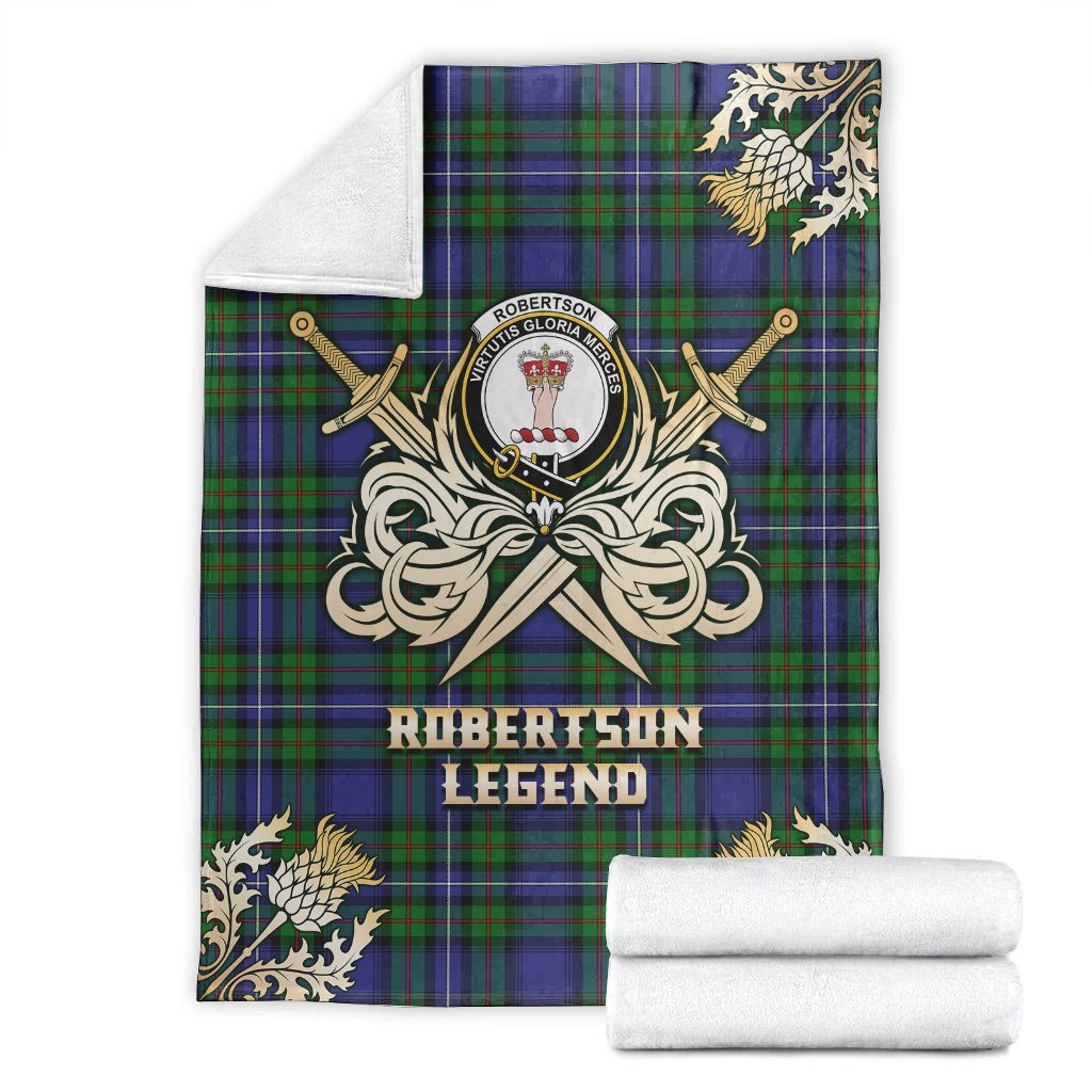 Clan Robertson Hunting Modern Tartan Gold Courage Symbol Blanket BK56 Clan Robertson Tartan Today   