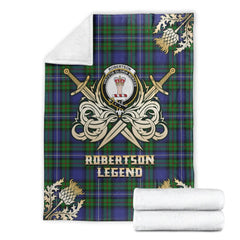 Clan Robertson Hunting Modern Tartan Gold Courage Symbol Blanket BK56 Clan Robertson Tartan Today   