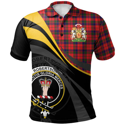 Clan Robertson Modern Tartan Polo Shirt - Royal Coat Of Arms Style