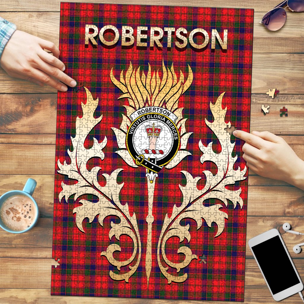 Clan Robertson Modern Tartan Crest Thistle Jigsaw Puzzles Gift For Family QY52 Clan Robertson Tartan Today   