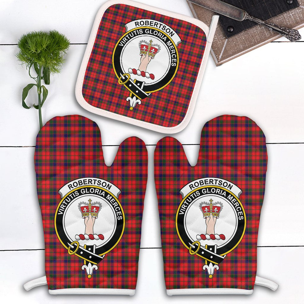 Clan Robertson Modern Tartan Crest Oven Mitt And Pot Holder (2 Oven Mitts + 1 Pot Holder) ZD57 Clan Robertson Tartan Today   