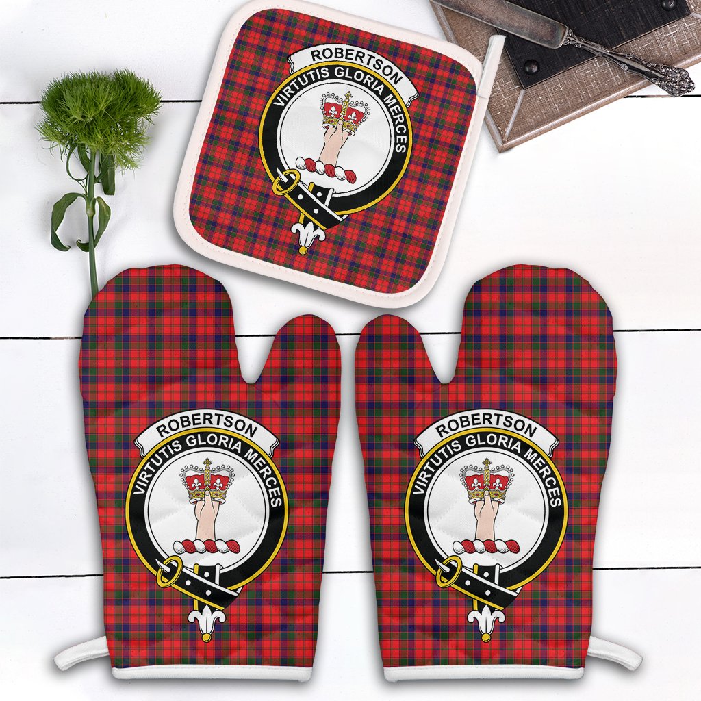 Clan Robertson Modern Tartan Crest Oven Mitt And Pot Holder (2 Oven Mitts + 1 Pot Holder) ZD57 Clan Robertson Tartan Today   