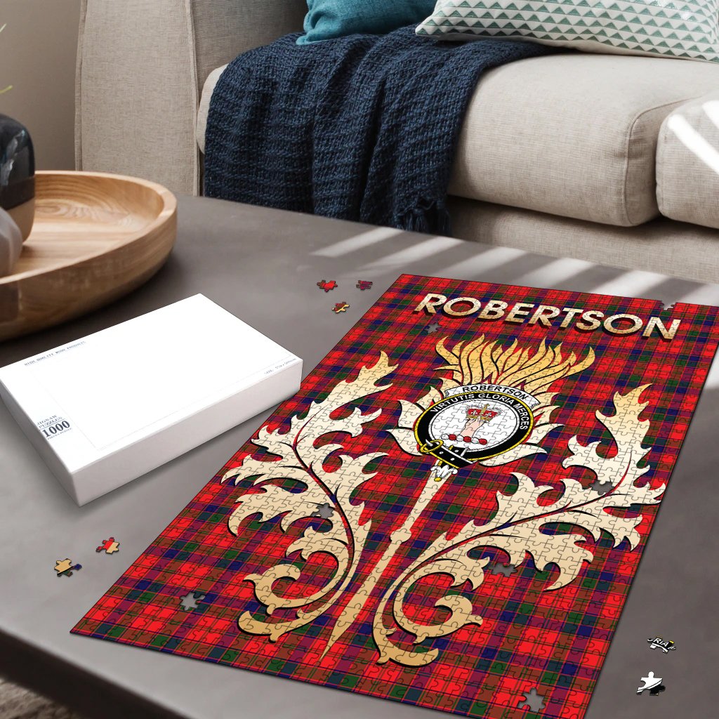 Clan Robertson Modern Tartan Crest Thistle Jigsaw Puzzles Gift For Family QY52 Clan Robertson Tartan Today   