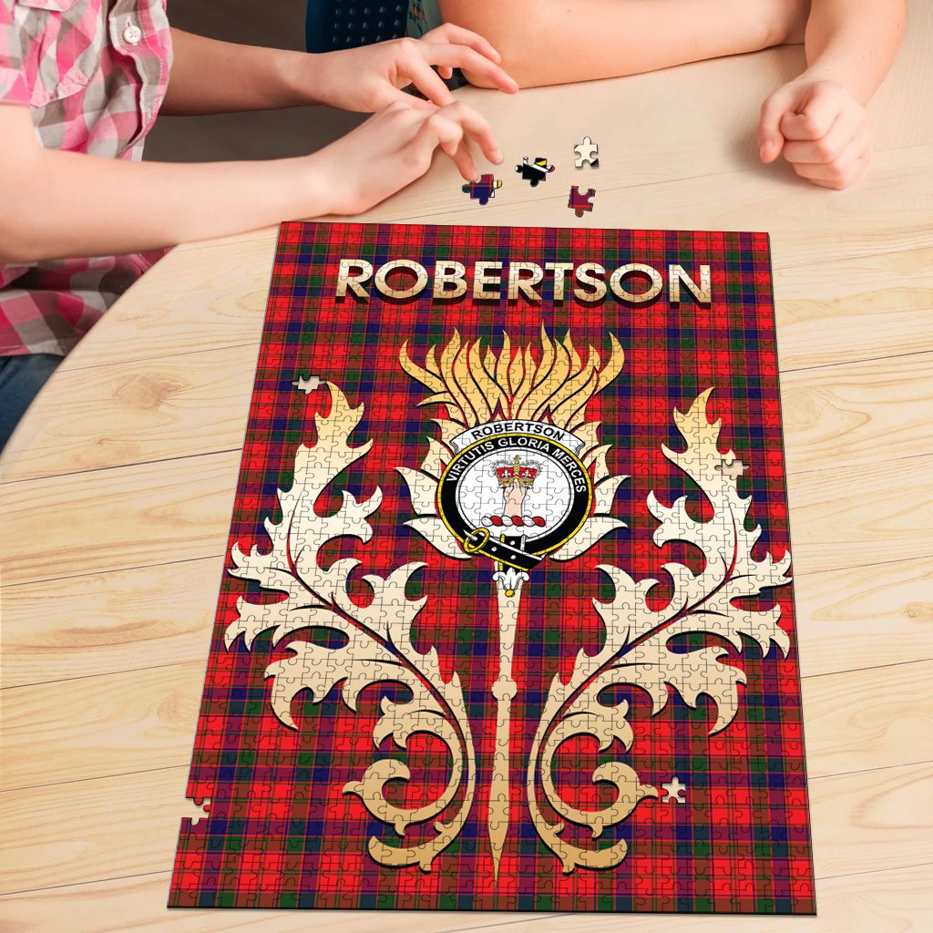 Clan Robertson Modern Tartan Crest Thistle Jigsaw Puzzles Gift For Family QY52 Clan Robertson Tartan Today   