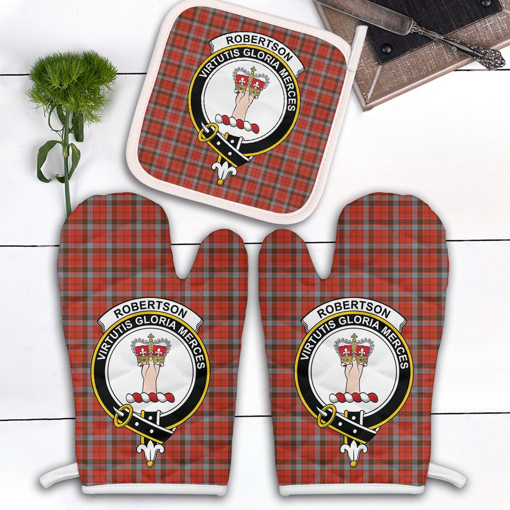 Clan Robertson Weathered Tartan Crest Oven Mitt And Pot Holder (2 Oven Mitts + 1 Pot Holder) JB55 Clan Robertson Tartan Today   