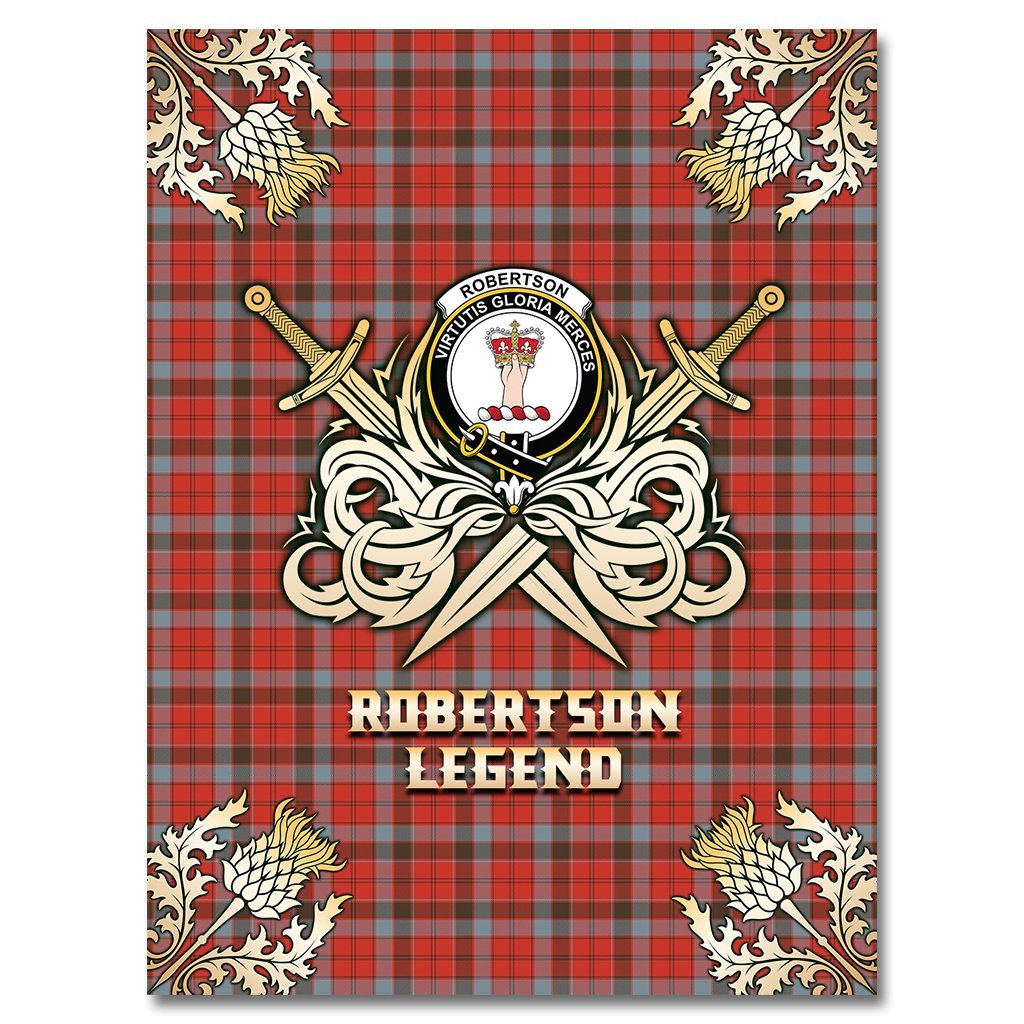 Clan Robertson Weathered Tartan Gold Courage Symbol Blanket RX71 Clan Robertson Tartan Today   