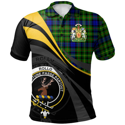 Clan Rollo Modern Tartan Polo Shirt - Royal Coat Of Arms Style