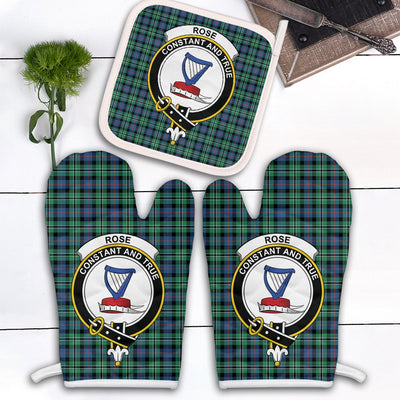 Clan Rose Hunting Ancient Tartan Crest Oven Mitt And Pot Holder (2 Oven Mitts + 1 Pot Holder)