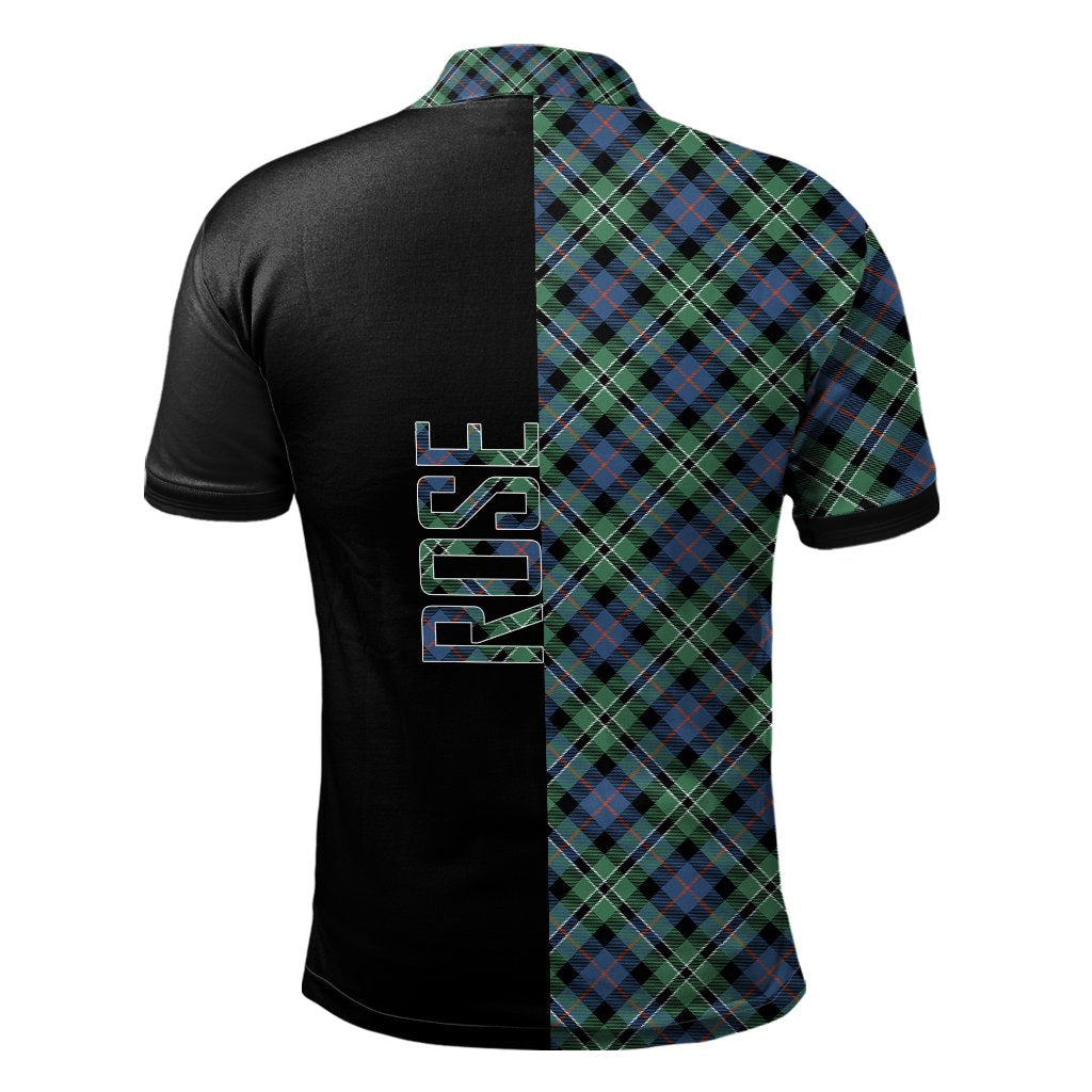 Clan Rose Hunting Ancient Tartan Polo Shirt Half of Me - Cross Style SU93 Rose Hunting Ancient Tartan Tartan Polo   