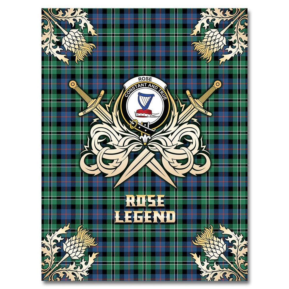 Clan Rose Hunting Ancient Tartan Gold Courage Symbol Blanket LL43 Clan Rose Tartan Today   