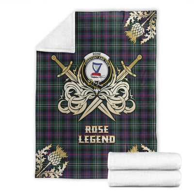 Clan Rose Hunting Modern Tartan Gold Courage Symbol Blanket