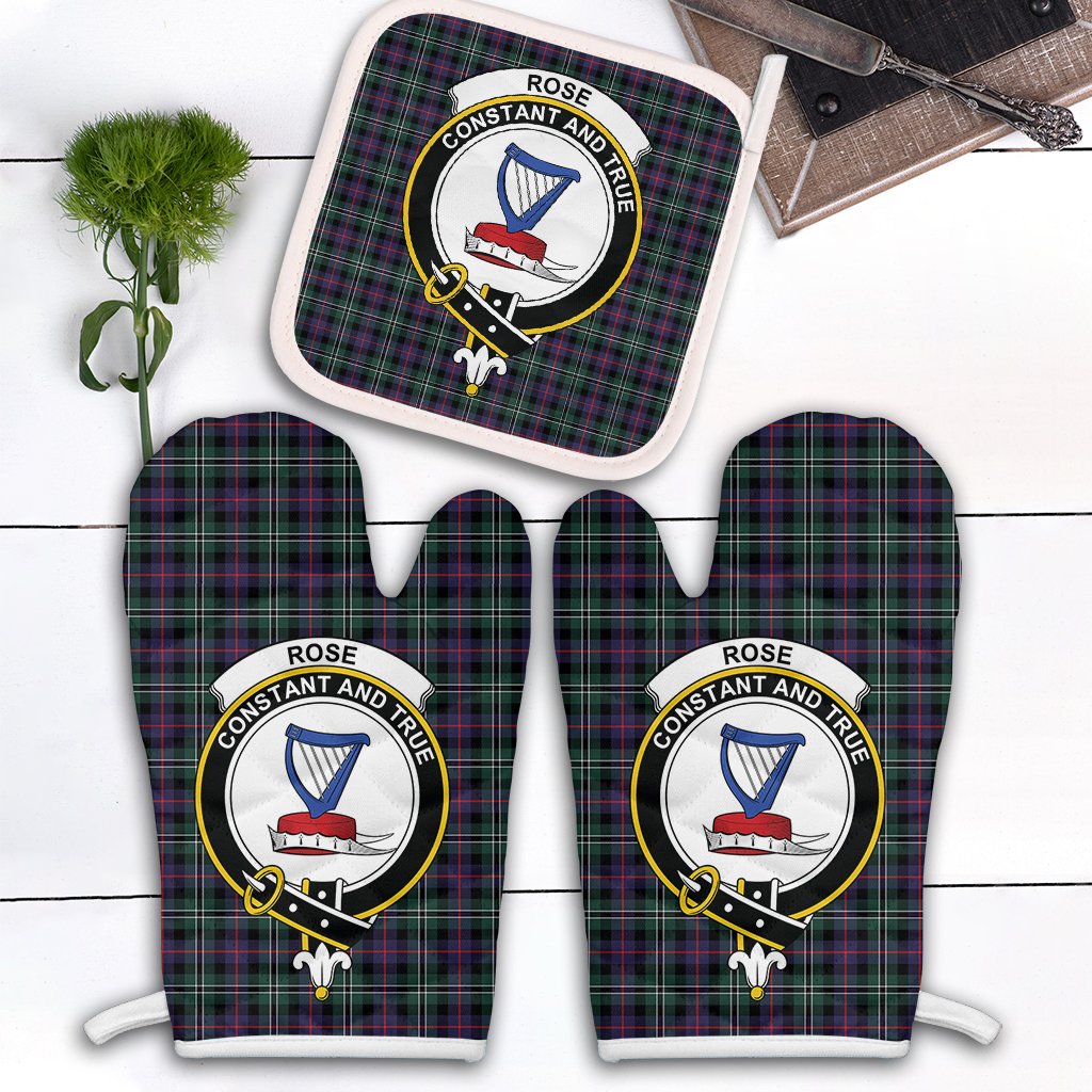 Clan Rose Hunting Modern Tartan Crest Oven Mitt And Pot Holder (2 Oven Mitts + 1 Pot Holder) ZW30 Clan Rose Tartan Today   