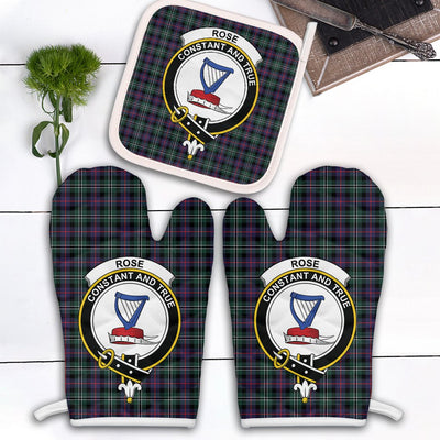 Clan Rose Hunting Modern Tartan Crest Oven Mitt And Pot Holder (2 Oven Mitts + 1 Pot Holder)