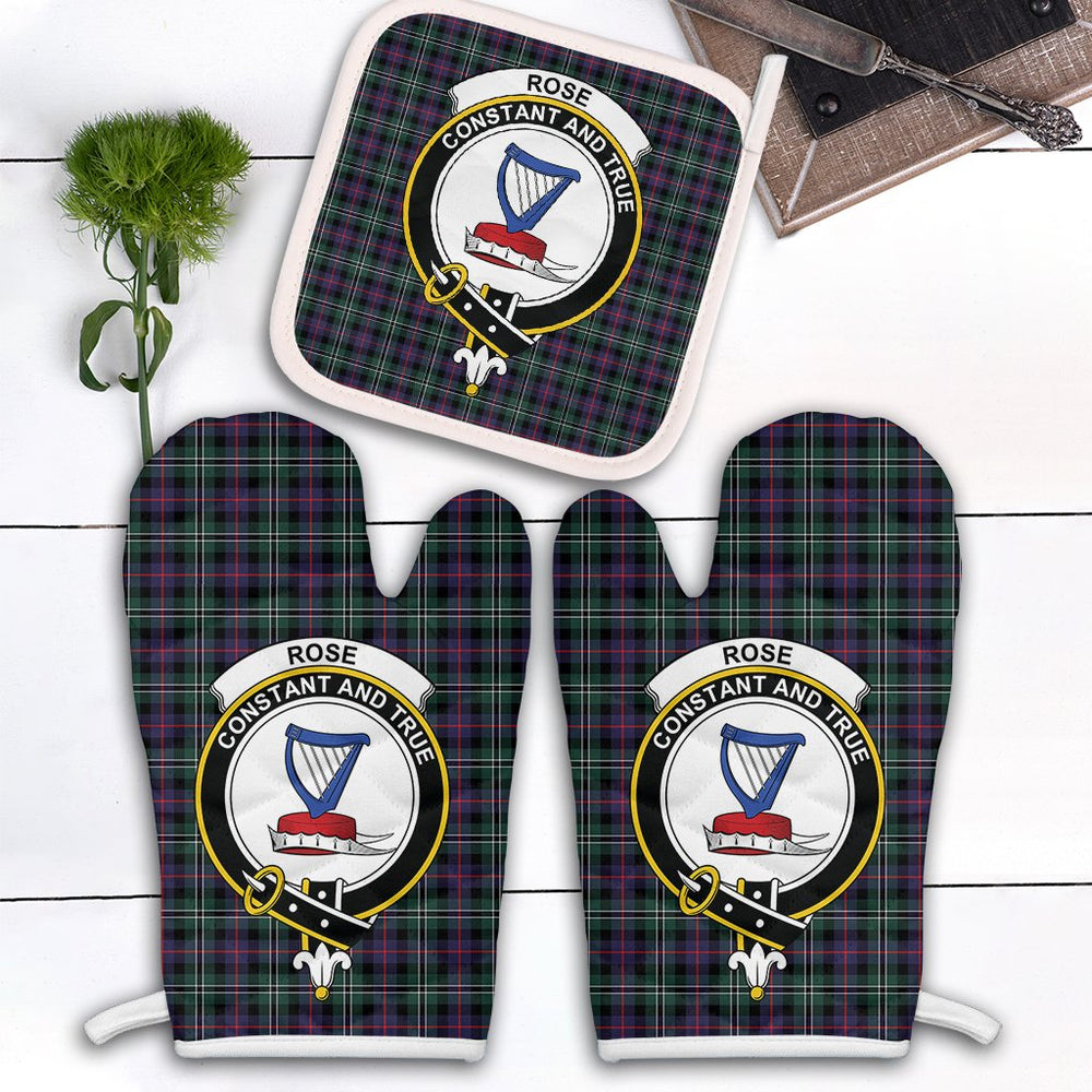 Clan Rose Hunting Modern Tartan Crest Oven Mitt And Pot Holder (2 Oven Mitts + 1 Pot Holder) ZW30 Clan Rose Tartan Today   