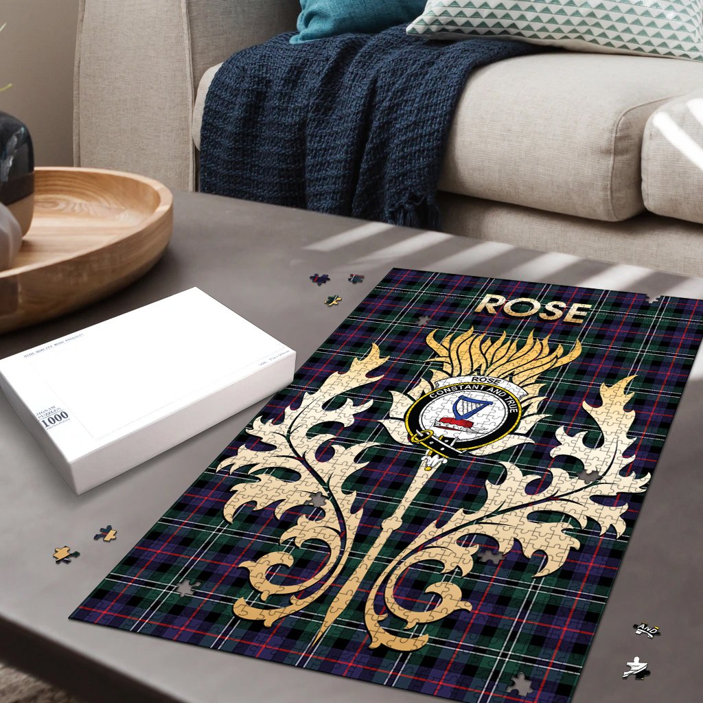 Clan Rose Hunting Modern Tartan Crest Thistle Jigsaw Puzzles Gift For Family YN28 Clan Rose Tartan Today   